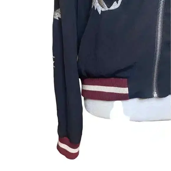 Anthropology Elevenses Solstice Embroidered Floral Bomber Jacket Size Small - Picture 8 of 15